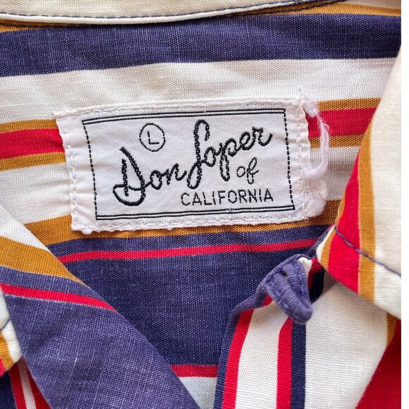 Vtg 50s 60s DON LOPER Striped Button Up Shirt / Sz L / Short Sleeve Retro READ - Picture 8 of 16